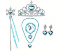 通用 Princess Dress Up Accessories,Girl's Jewelry Dress Up Play Set Tiara Crown and Magic Wand, Girl's Party Cosplay Dress Costumes Accessories Kit (blue)