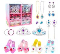 Princess Dress Up Shoes,Play Shoes & Pretend Jewelry Accessories Sets,Princess Dress Up Toys With Princess Crown Wand Necklace Ring Bracelet,Girls Pretend Role Play Birthday Christmas part-y Favor,3Y+