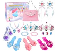 Princess Dress Up Shoes - Princess Toys with Play Shoes & Pretend Jewelry Accessories Dress Up Girls Gifts Toys for Little Girls Aged 3,4,5,6 Birthday