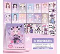 Princess Dress Up Sticker Book DIY Girly Wardrobe Sticker Sheets, Make Your Own Fairy Princess Sticker, Birthday Party Favor, Classroom Rewards, Art Craft