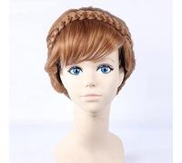 Princess Elsa Anna Wig Blonde Brown Braided Heat Resistant Synthetic Hair Halloween Costume Wigs + Wig Cap Anna Updo