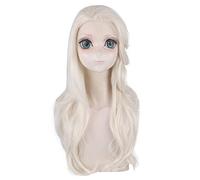 Princess Elsa Cosplay Wigs Snow Ice Queen Long Light Yellow Synthetic Wavy Hair Wig Party Costume Wig Anime+Wig Cap KUP630 Elsa A