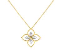Princess Flower 18ct Bi-Colour Gold 0.18ct Diamond Pendant Necklace