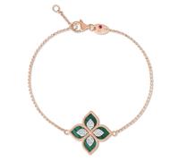 Princess Flower 18ct Rose Gold 0.19ct Diamond & Malachite Bracelet