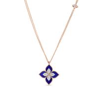 Princess Flower 18ct Rose Gold 0.76ct Diamond & Lapis Pendant Necklace