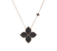 Princess Flower 18ct Rose Gold Black Diamond Pendant