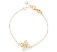 Princess Flower 18ct Yellow Gold 0.06ct Diamond & Mother Of Pearl Bracelet