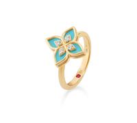 Princess Flower 18ct Yellow Gold 0.09ct Diamond Ring - Ring Size N