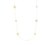 Princess Flower 18ct Yellow Gold Black Jade & 0.18ct Diamond Long Necklace