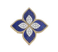 Princess Flower 18ct Yellow Gold Lapis & 0.72ct Diamond Ring - Ring Size M