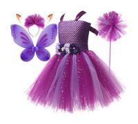 Princess Flower Girl Dress,Elastic Princess Costume Dress up Clothes | Enchanting Fairy Costume with Headband Butterfly Fairy Wing
