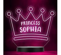 Princess Girl Crown Name Personalised Gift Colour Changing Led Lamp Night Light