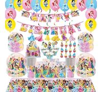 Princess Girls Party Decoration Kids Disposable Tableware Set Balloon Belle Snow White Cinderella Birthday Party Supplies
