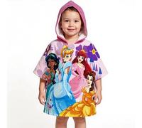 Princess Hooded Poncho Towel for Girls - Official Character Bath Beach Swim Cover Up for Kids - Soft & Absorbent Hooded Towel Poncho - One Size Fits Ages 2-6 Years - Childrens Ponchos