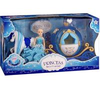 Princess Horse & Carriage Playset with Doll, Blue, Magical Flashing Lights and Sounds, for Ages 3+