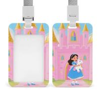 Princess in The Castle Id Badge Holder Retractable Badge Holders Heavy Duty Plastic Id Card Holder with Lanyard Waterproof Name Tag Sleeve for Nurses, Teachers, Office Professionals