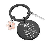 Princess Inspired Cuff Bracelet Keychain The Flower That Blooms in Adversity Jewelry Gift for Her, Black, Large