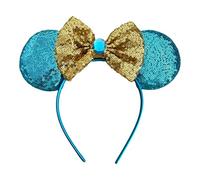 Princess Jasmine Sequin Minnie Mouse Inspired Alice Headband With Big 5" Sequin Top Bow Handmade