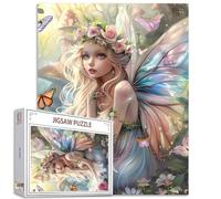 Princess Jigsaw Puzzles 1000 Pieces for Adults,Families(Fairy Girl,Rose,Forest,Butterfly,Flowers Mushroom) Pieces Fit Together Perfectly 19.7''x27.6''inch Woman with Wings Frameable Magic Puzzle Art