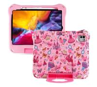 Princess Kid Tablet Case for iPad 12 A19 2026 iPad 11 inch A16 12th 11th 10 Generation Case for Girl Toddler Kids Light EVA Shockproof Kid-Friendly Drop Protection Cover with Stand Handle Pink