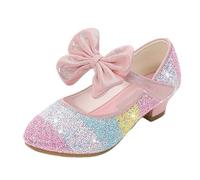 Princess Kids Shoes For Girls Sandals Flower Casual Glitter Children High Heel Butterfly Knot Party for Party, Dance(Color 5,28)