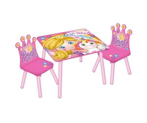 (Princess) Kids Wooden Table & 2 Chairs Themed Set Room Desk