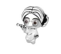 Princess Leia Star and Wars Charm 925 Sterling Silver Compatible with Pandora Charms, Trollbeads, Chamilia, Biagi and Many Other UK Charm Bracelets.