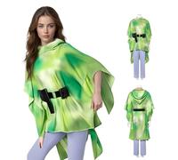 Princess Leiiia Costume Cosplay, Leiiia Costume Gradient Hooded Cloak with Grey Pant with Belt Accarary for Halloween,Comic-Con,Carnival (Green, 2XL)