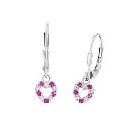Princess Lillifee Earrings Ear jewelry, with Zirconia synth., 2,1 cm, Pink, Heart, Comes in jewelry gift box, 9082650