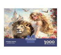 Princess Lion Castle 1000 Piece Classic Jigsaw Puzzle Royal Fantasy Grace Jigsaw Puzzle Bundle Premium Cardstock Senior Jigsaw Enthusiasts Housewarming Gift Indoor Leisure Puzzle Party Game 52x38cm/10