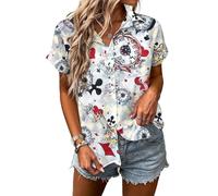Princess Magical Shirt for Women Mad Tea Party Shirts Magic Hawaiian T-Shirt Fairy Tale Vacation Button up Tops, Apricot, XL
