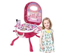 Princess Makeup Kit Beauty Salon Set - Vanity Toy for Girls, Toddler Vanity Set | Travel Suitcase Pretend with Mirror, Makeup Toys Toddler Vanity Set, Princess Vanity Toy for Little Girls