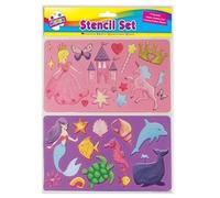 Princess & Mermaid Stencil Set 2pc - Reusable Stencils for Kids Arts and Crafts, Drawing, and DIY Projects - Perfect for Boys and Girls, Creative Fun with Princess and Mermaid Designs