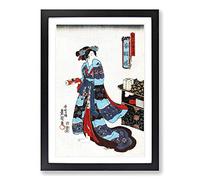Princess Minatsuru by Utagawa Toyokuni Framed Print | A2 Black Framed Wall Art | Ready to Hang | Modern Nature Picture | Living Room Bedroom Lounge Office