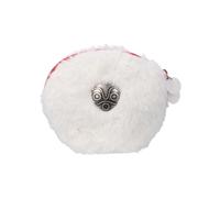 Princess Mononoke San Faux Fur Cosmetic Bag - Official Studio Ghibli Makeup Bag with Natural Seashell Zipper Charm, Travel Organiser Pouch, Gift for Anime Fans