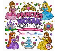 Princess Mosaic Coloring Book for Kids Ages 5-10: 40 Bold Stained Glass Princess Designs Featuring Castles, Magical Animals, Flowers, Fairy Tales, and Creative Mosaic Patterns