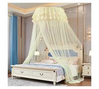 Princess Mosquito Net Princess Dome Mosquito Net Anti-mosquito Net Bed Canopy Finest Holes for Bedroom (Color : Yellow, Size : 4ft bed)
