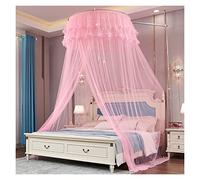 Princess Mosquito Net Princess Dome Mosquito Net Anti-mosquito Net Bed Canopy Finest Holes for Bedroom (Color : Pink, Size : 6ft bed)
