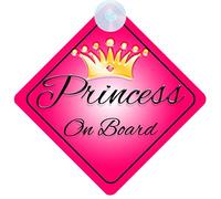 Princess on Board Car Sign - Princess 001 Design with Strong Suction Cup | QG Ltd
