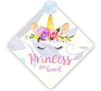 Princess on Board Car Sign - Unicorn Princess 002 Design with Strong Suction Cup | QG Ltd