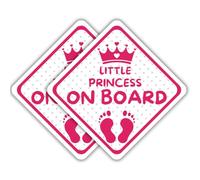 Princess On Board Vinyl Sticker for Car | Micro-Perforated Tech: See-Through from The Inside, Bold On Outside | 2 Pack | Durable & Strong Adhesive | Weatherproof | Easy to Apply & Remove | 5" x 5"