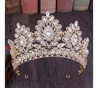 Princess Opal Crystal Tiara Crown Elegant Queen Tiara Wedding Party Hair Dress Accessories Jewelry champagne gold