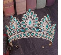 Princess Opal Crystal Tiara Crown Elegant Queen Tiara Wedding Party Hair Dress Accessories Jewelry EN8 gold