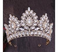 Princess Opal Crystal Tiara Crown Elegant Queen Tiara Wedding Party Hair Dress Accessories Jewelry gold