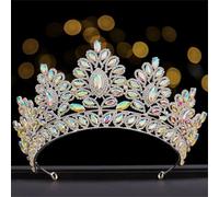 Princess Opal Crystal Tiara Crown Elegant Queen Tiara Wedding Party Hair Dress Accessories Jewelry silver AB