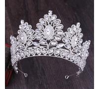 Princess Opal Crystal Tiara Crown Elegant Queen Tiara Wedding Party Hair Dress Accessories Jewelry silver