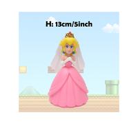 (Princess Peach 2, No Box) Super Mario Action Figure Bowser Princess Peach Anime Game All Star Collection Model Toy for Children
