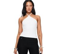 Princess Polly womens Baseline Halter Rib Top, White, 2