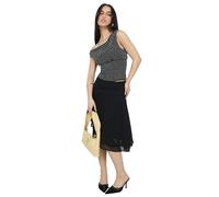 Princess Polly Women's Evanescence Asymmetrical Midi Skirt, Black, 10