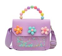 Princess Purse, Small Shoulder Bag, Cute Flower Handbag, Lightweight Clutch Wallet Adjustable Strap for Travel, School, Outings, Events, and Dress Up Play, 5.12x2.17x4.33 Inches